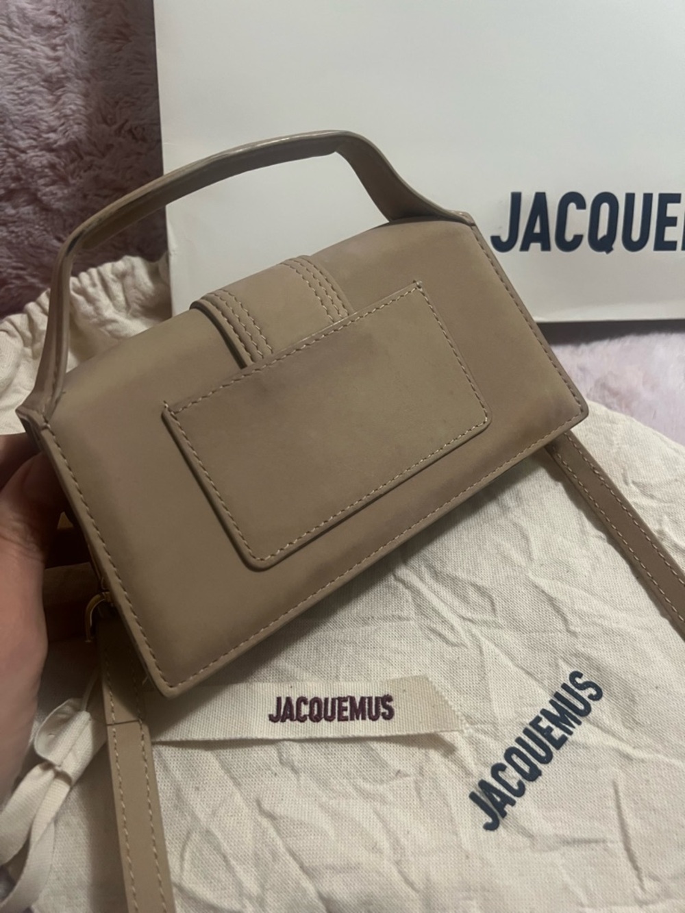 Jacquemus Nude Beige Mini Top-Handle Bag Le Bambino Leather - Picture 3 of 9